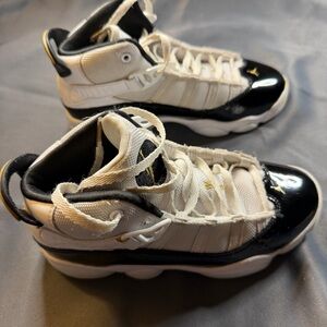 Nike Air Jordan 6 Rings White Black Gold SZ 1.5Y